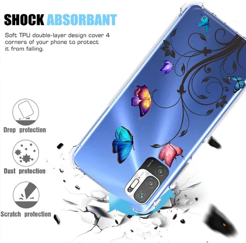 Vista 7 de Funda de teléfono para Redmi Note 10 5G/Poco M3 Pro/Redmi Note 10T 5G M2103K19G Funda para niñas y mujeres, funda protectora transparente de TPU