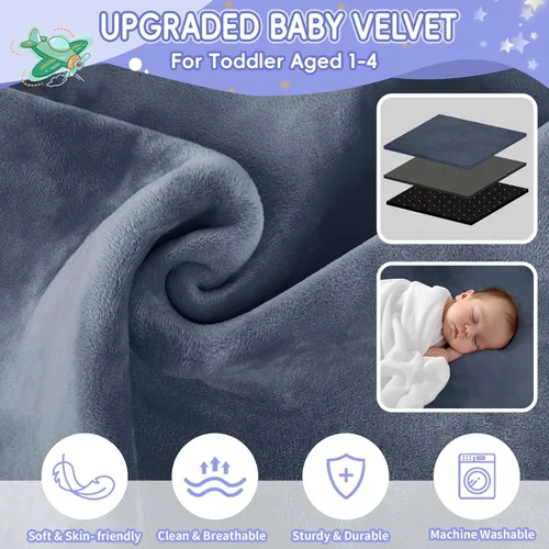Vista 3 de GoCozy - Cama de avión para niños pequeños, artículos esenciales de viaje para niños, artículos esenciales de viaje en avión suaves con libro