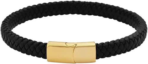 Vista 2 de Geoffrey Beene Pulsera trenzada de cuero genuino para hombre con cierre de acero inoxidable