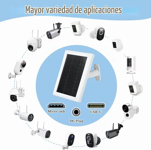 Vista 2 de Cargador de Panel Solar para Cámara Ring, Cargador Solar de 5V 3.5W Compatible con Ring Spotlight Cam Stick Up Cam Battery Cámara de Vigilancia