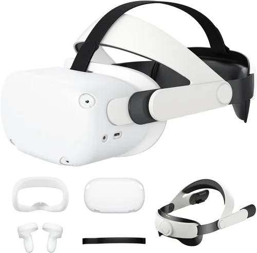 Vista 7 de LUMYSPACE VR Accessory Set Compatible with Quest 2 Accessories Protective Cover Adjustable Head Strap Controller Grip Cover Silicone Face Cover VR
