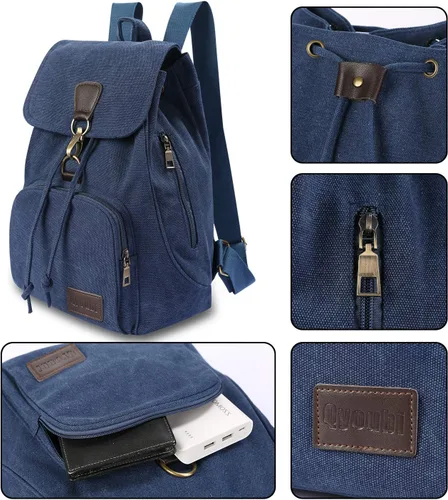 Vista 14 de Mochilas de lona a la moda, bolso casual para compras al aire libre, mochila deportiva, senderismo, viajes, bolsa multiusos, Café, Mochilas
