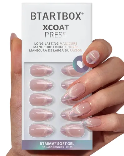 Vista 46 de BTArtbox - Uñas a presión, color crema de vainilla, cuadrado corto, melocotón degradado, 32 unidades 2+ Weeks Wear, Salon-Quality Natural Nails