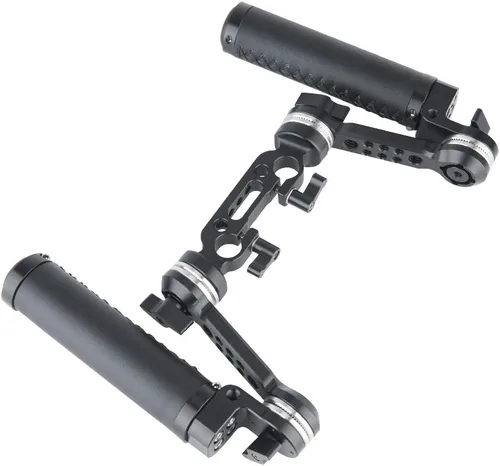 Vista 9 de NICEYRIG Kit de empuñadura de mango de roseta de cuero con brazo de extensión de roseta, abrazadera de doble varilla de 0.591 in para soporte