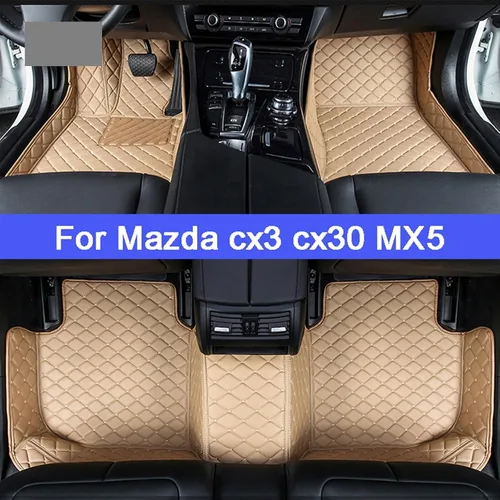 Vista 2 de Car mat Car Floor Mats for mazdas CX3 CX30 MX5 Foot Accessories Carpets (Color : Beige)