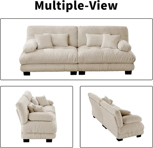 Vista 8 de Juego de sofá modular con asiento profundo de 94.4", tela de chenilla, loveseat seccional moderno para sala de estar, cómodo loveseat de felpa tipo
