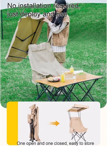 Vista 9 de Taburete de pesca, silla de camping con toldo de sombrilla, estructura estable, carga de 220.5 lbs (220 libras), adecuado para camping, playa