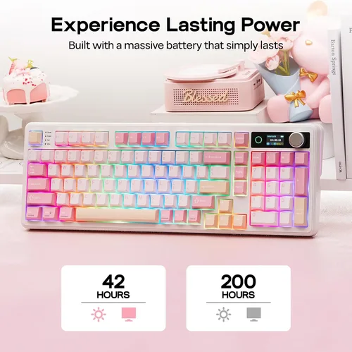 Vista 4 de EPOMAKER TH99 PRO 96% Mechanical Keyboard with Screen & Knob+Click Gaming Mouse Wireless 2.4Ghz/BT/Type-C