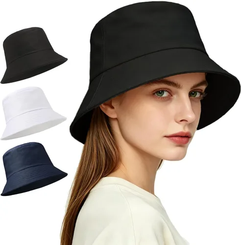Vista 13 de Paquete de 3 sombreros de verano unisex para actividades al aire libre 3 Negro/Blanco/Beige
