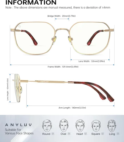 Vista 4 de ANYLUV Blue Light Blocking Glasses fo Men, Fashion Lightwight Blue Light Glasses Computer Screen Blocker Eyewear Transparente/Rojo
