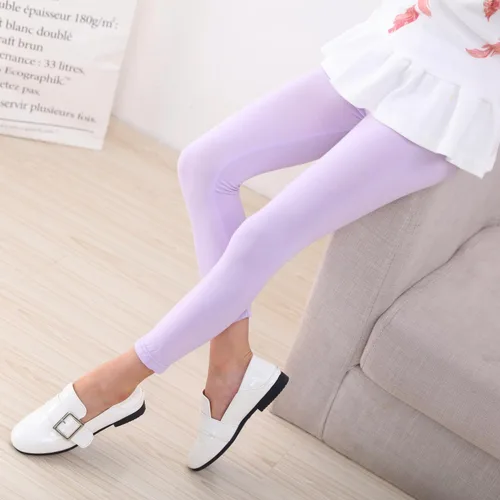 Vista 3 de EEZYCHOIC Paquete de 6 leggings básicos para niñas, de algodón, suaves, sin pies, elásticos, para niñas