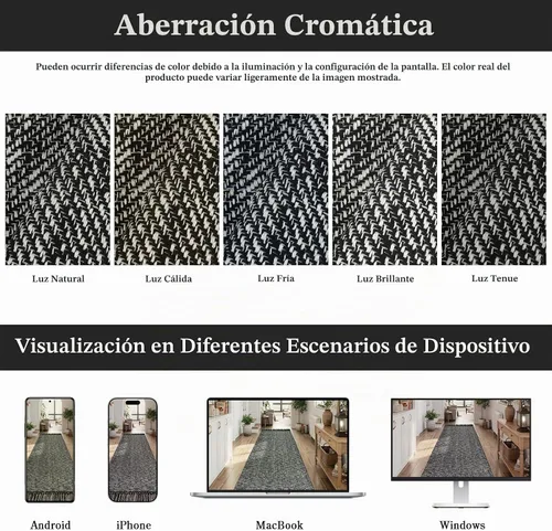 Vista 5 de Collive Alfombra de Baño Negra, 2' x 3' Tejida a Mano Lavable Alfombras Pequeñas de Cocina, Alfombra de Entrada Reversible de Algodón Alfombra