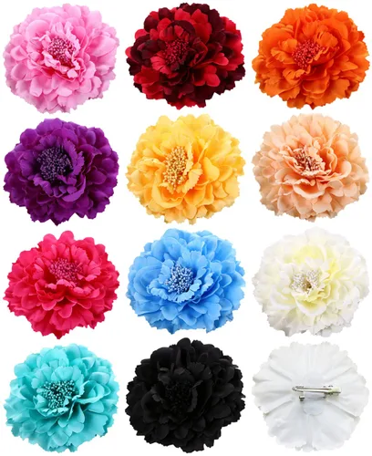 Vista 10 de Broche de flores para el pelo de rosa para mujer, para tocado de novia, bailarina flamenca, paquete de 10 unidades (mezcla de 10 colores)