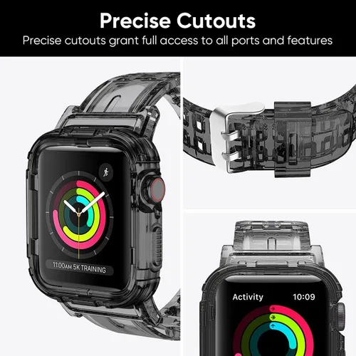 Vista 3 de Compatible con Apple Watch Band de 1.772 pulgadas, 1.732 pulgadas, 1.654 pulgadas, con funda antigolpes, correas deportivas para hombres y mujeres