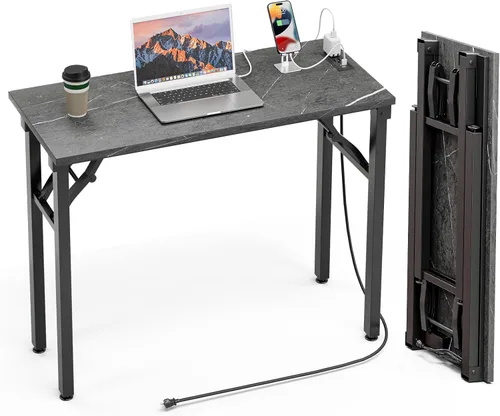 Vista 20 de TEMI Mesa de Computadora Pequeña Mesa Plegable - Escritorio de Oficina Plegable de 35.8", Sin Ensamblaje, Perfecto para Espacios Pequeños
