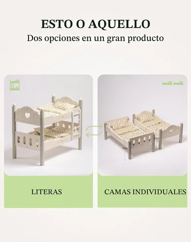 Vista 4 de ROBUD Cuna para Muñeca de Bebé, Camas de Madera para Muñecas de 20 Pulgadas, Literas Verdes para Muñeca de Bebé con Tul, Cama para Muñeca American