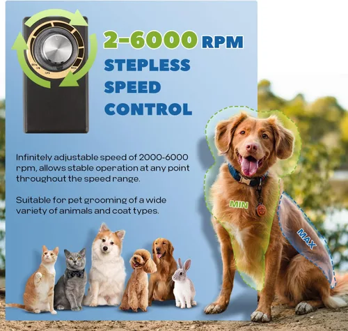 Vista 8 de Cortapelos de aseo para mascotas 200W, control de velocidad
