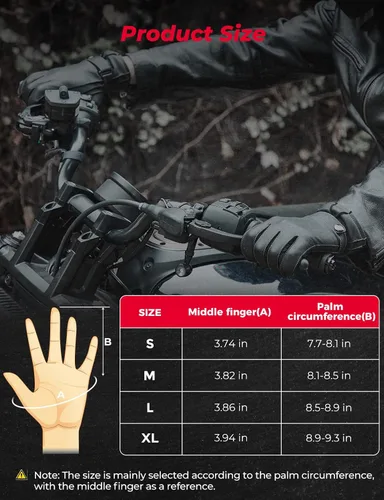 Vista 6 de KEMIMOTO Sheepskin Leather Driving Motorcycle Gloves for Men Women All Fingers Touchscreen Texting Riding Winter Dress Black Cashmere Lined Gloves