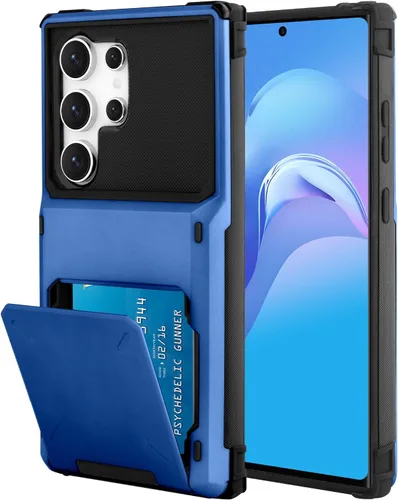 Vista 99 de Funda tipo cartera para Samsung Galaxy S22 con ranura para 2 tarjetas de crédito Funda a prueba de golpes Hybrid Heavy Duty Protection Armor Funda