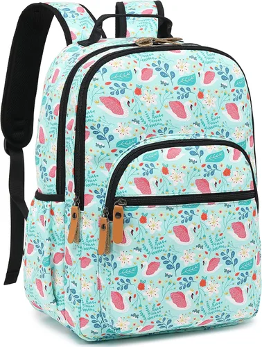 Vista 15 de Leaper Mochila para laptop para mujer: linda mochila floral para escuela, universidad, viajes, trabajo, mochila ligera para niños, Negro margarita