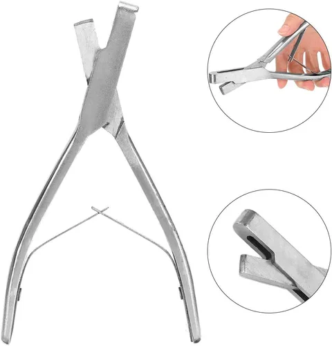 Vista 6 de Muesca de oreja de animal, alicates de acero inoxidable, orejas de cerdo en forma de U, alicates para marcado, pinzas para marca de oreja