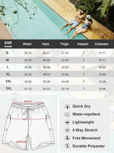 Vista 6 de SILKWORLD Mens Swim Trunks Quick Dry 2 in 1 Swimming Shorts Suits with Compression Liner
