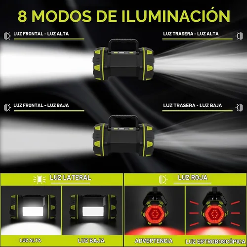 Vista 2 de Linterna de campamento recargable, linterna LED de campamento con 1200 lúmenes, alimentación por batería con capacidad de 4800, luz de campamento
