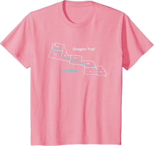 Vista 31 de Route Map of The Oregon National Historic Trail T-Shirt Asphalt Grey