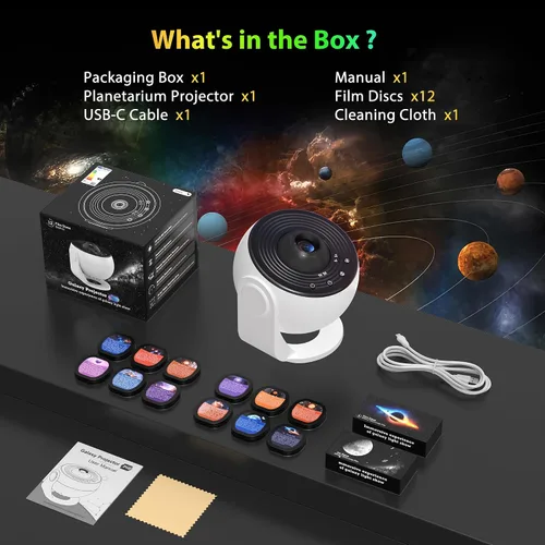 Vista 8 de Proyector Galaxy para dormitorio versión Pro, proyector de estrella de disco de película mejorado para niños, proyector de planetario 12 en 1