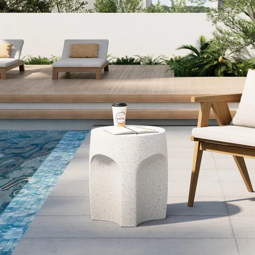 Vista 10 de HOMPUS Mesa auxiliar al aire libre concreta con rosca cilíndrica, mesa de Negro