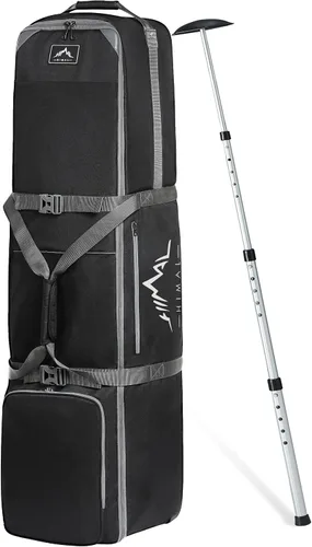 Vista 4 de Bolsa de viaje de golf GoHimal con varilla de soporte ajustable, estuche de viaje de golf de tela Oxford 900D resistente para aerolíneas con ruedas