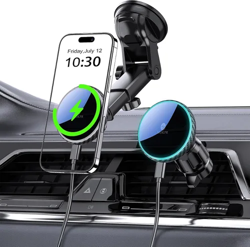 Vista 7 de Soporte magnético para teléfono Mag-Safe Car Mount Charger Dash parabrisas