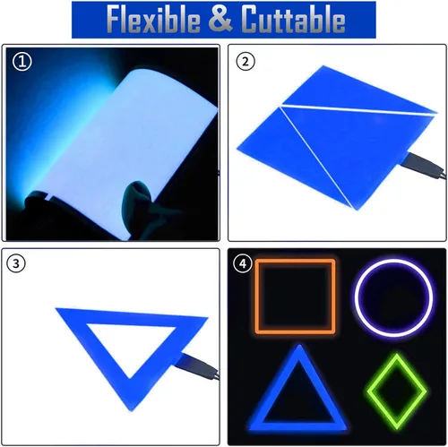Vista 2 de El Panel de luz – 2 piezas 3.9 x 3.9 in DIY Electroluminiscente Cuttable Máscara Iluminación de Ojos DIY Cosplay Fiesta Decoración Azul