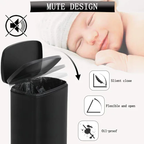 Vista 5 de Dkelincs Bote de basura de acero inoxidable de 13 galones con sensor de movimiento automático para cocina, bote de basura de alta capacidad sin