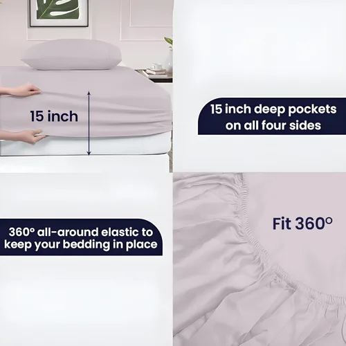 Vista 5 de SGI Bedding - Juego de sábanas para cama Twin, algodón egipcio 100% suave de lujo, color azul claro, 1000 hilos 02 - Gris claro