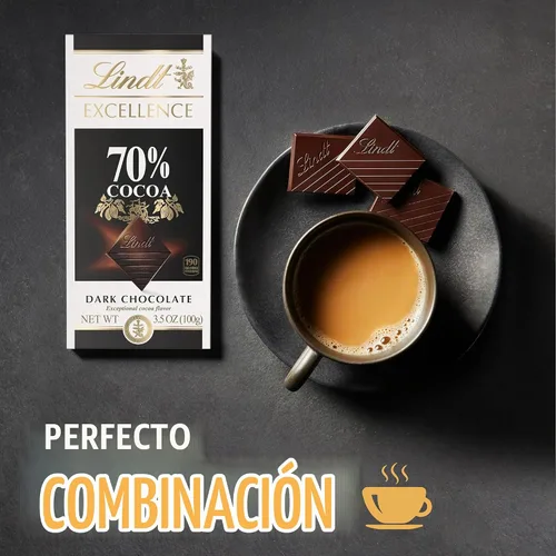 Vista 3 de Lindt EXCELLENCE Barra de caramelo de chocolate oscuro con 70% cacao, 3.5 onzas, paquete de 12