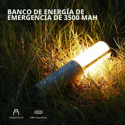 Vista 7 de Allspark - Luz de campamento plegable y recargable con soporte, linterna LED colgante impermeable, luz de campamento magnética telescópica