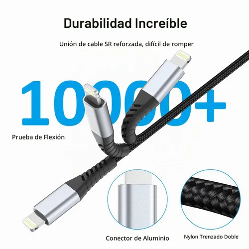 Vista 5 de Cable de carga para iPhone de 6 pulgadas, cable Lightning corto de 0.5 pies para iPhone 14 13