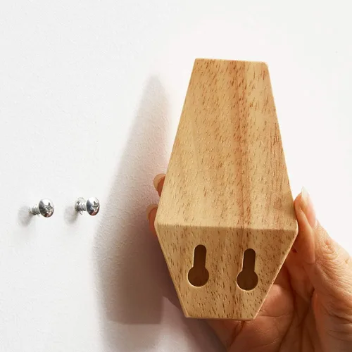 Vista 6 de Ganchos de pared de madera, paquete de 6 ganchos montados de madera rústica resistente para bata, perchero para sombreros, para colgar toallas