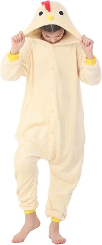 Vista 4 de WOYASIM Pijama de animal para niños, disfraz de una pieza, ropa de dormir, Halloween, Pascua, cosplay para niñas y niños