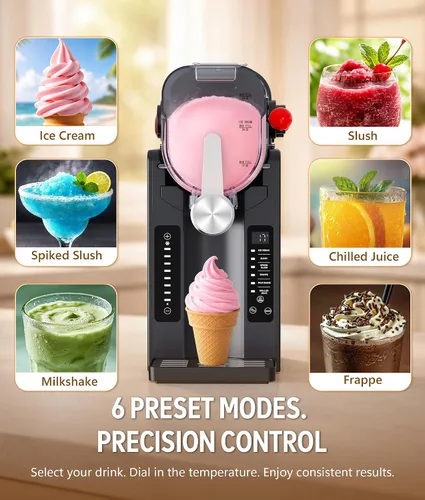 Vista 2 de Máquina de Granizado Sin Necesidad de Hielo: Máquina de Helado Suave, Máquina de Granizado para el Hogar con 6 Programas Preestablecidos