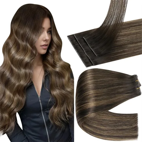 Vista 26 de Full Shine - Extensiones de cabello sin costuras con clip, color marrón oscuro