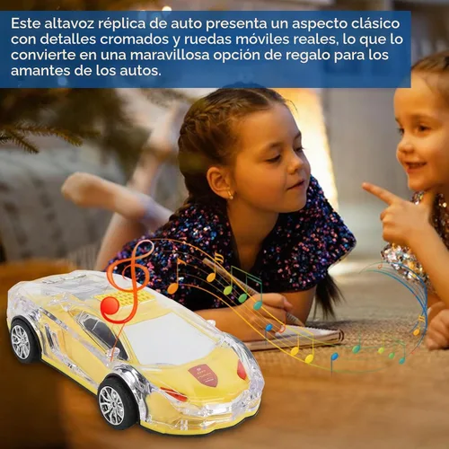 Vista 2 de Yoidesu Altavoz Bluetooth para coche, estilo retro con luces LED, 8.7 pulgadas USB recargable, amarillo