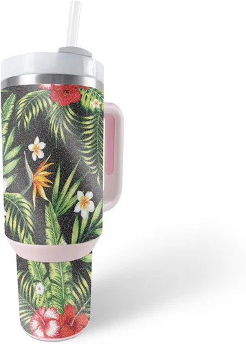 Vista 28 de MightySkins - Vaso con purpurina brillante compatible con Stanley The Quencher H2.0 FlowState de 40 onzas, Crazy Tikis, acabado protector y duradero