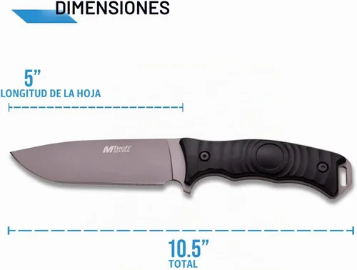 Vista 2 de MTech USA mt-20 – 70 C Fixed Blade cuchillo, gris titanio, mango negro, 10 pulgadas