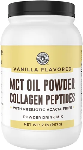 Vista 8 de MCT Aceite en polvo con fibra de acacia y péptidos de colágeno – Proteína de colágeno prebiótico, 0.31 onzas de MCT de cocos, crema de café keto sin