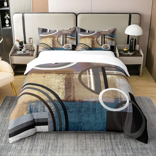 Vista 40 de Erosebridal Juego de ropa de cama de 100 % algodón a cuadros para niños y niñas, funda de edredón a cuadros, funda de edredón moderna geométrica
