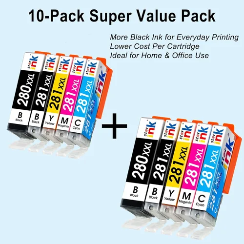 Vista 2 de STARINK PGI-280XXL CLI-281XXL - Cartuchos de tinta compatibles con Canon 280 281 para Canon PIXMA TR8620 TR8620a TS6320 TS8220 TS9120 TS9520 TS6120