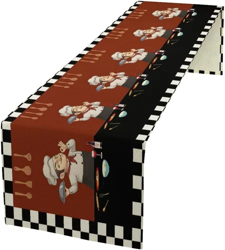 Vista 13 de Camino de mesa de lino de algodón, cuchillo de cocina occidental, tenedor, colección de mesa rectangular, desierto salvaje oeste americano