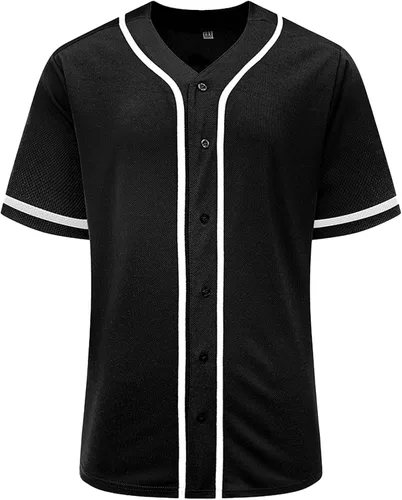 Vista 3 de Camiseta de béisbol para hombres y mujeres, uniformes deportivos hipster hip hop, camisas de manga corta para camisa personalizada con botones